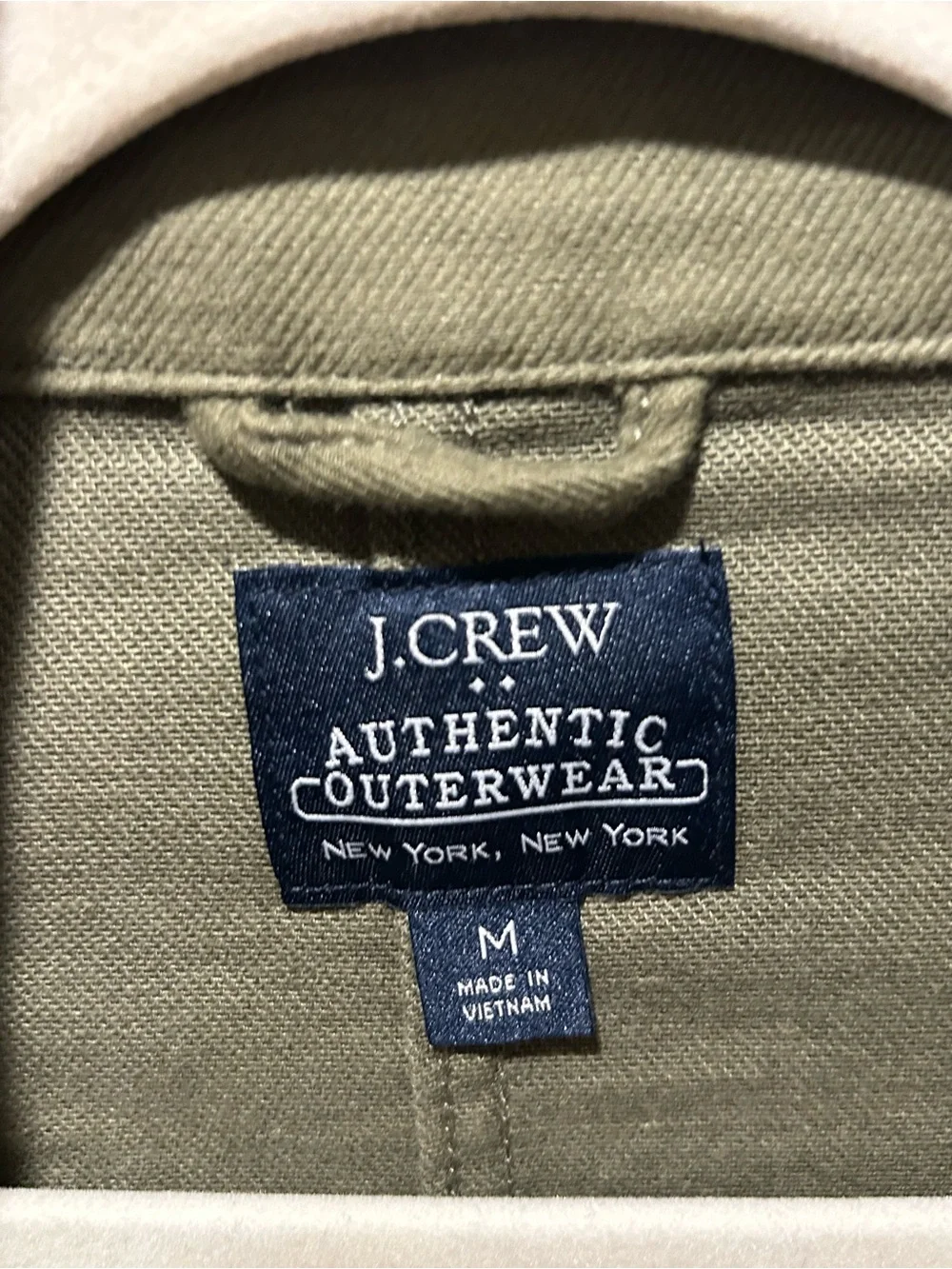 J. Crew Men’s Chore Twill Army Green Jacket , size Medium